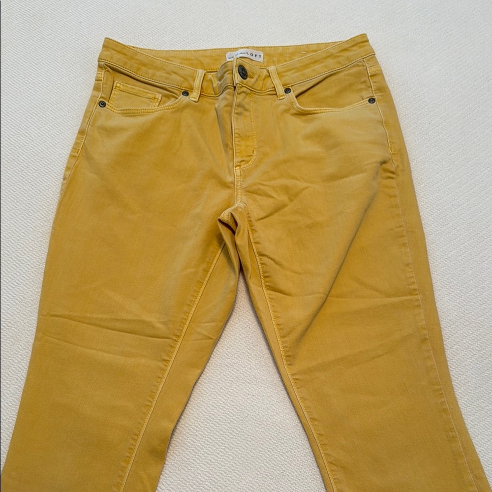LOFT Curvy Skinny Crop Yellow Denim